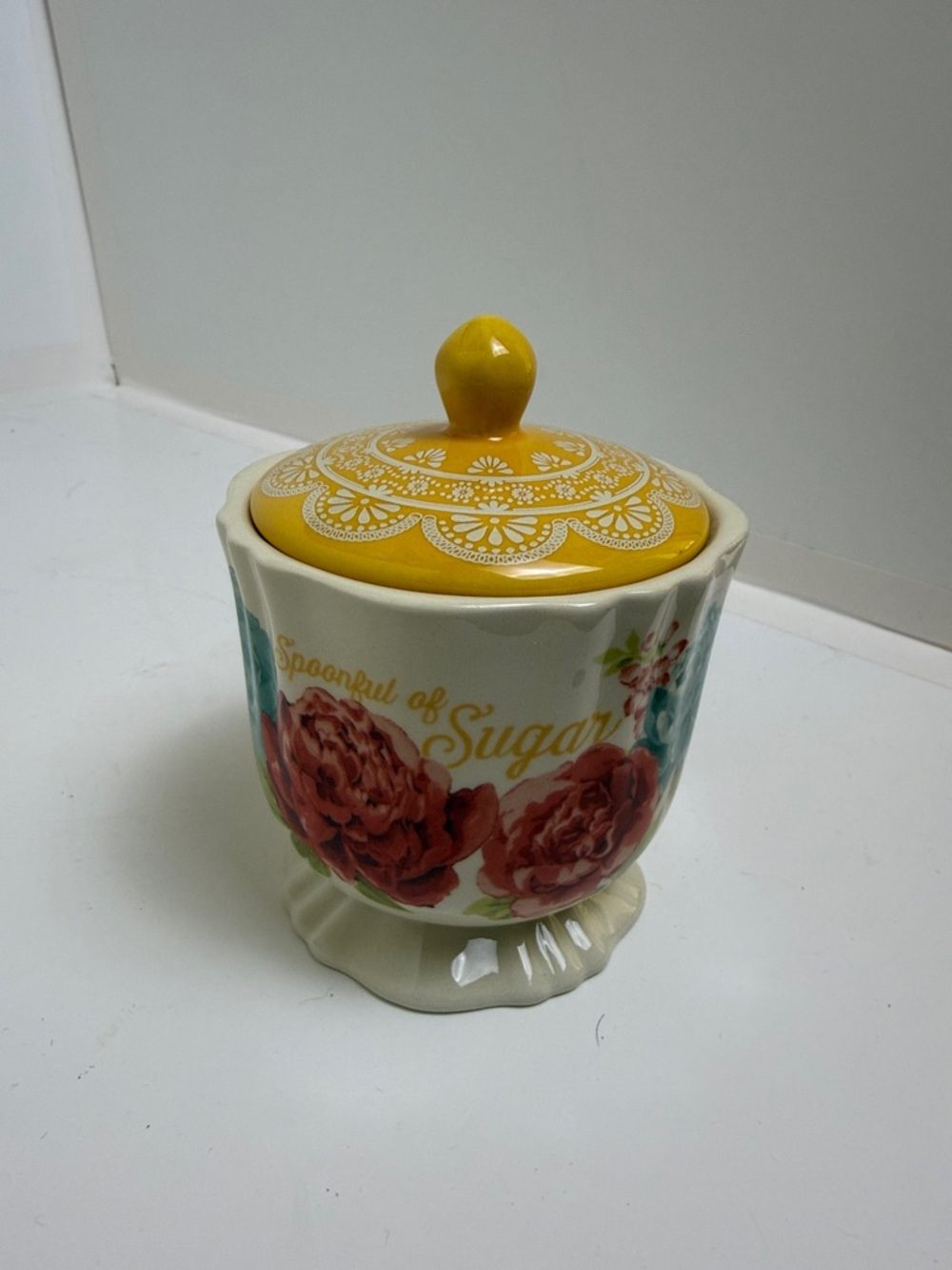 The Pioneer Woman “Blossom Jubilee” Yellow Floral Sugar Bowl with Lid - Picture 2 of 9